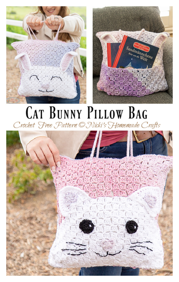 Cat Bunny Pillow Bag Crochet Free Pattern