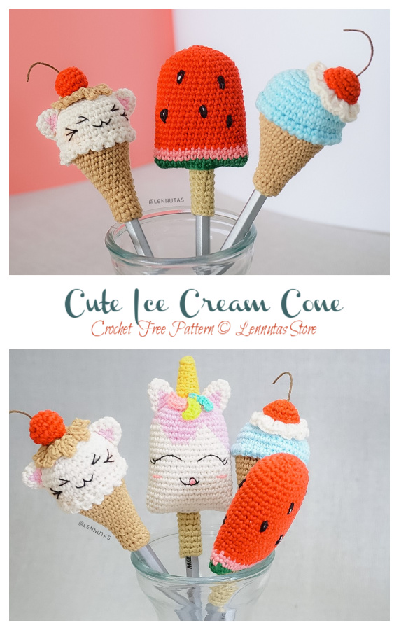 Cute Ice Cream Cone Crochet Free Pattern