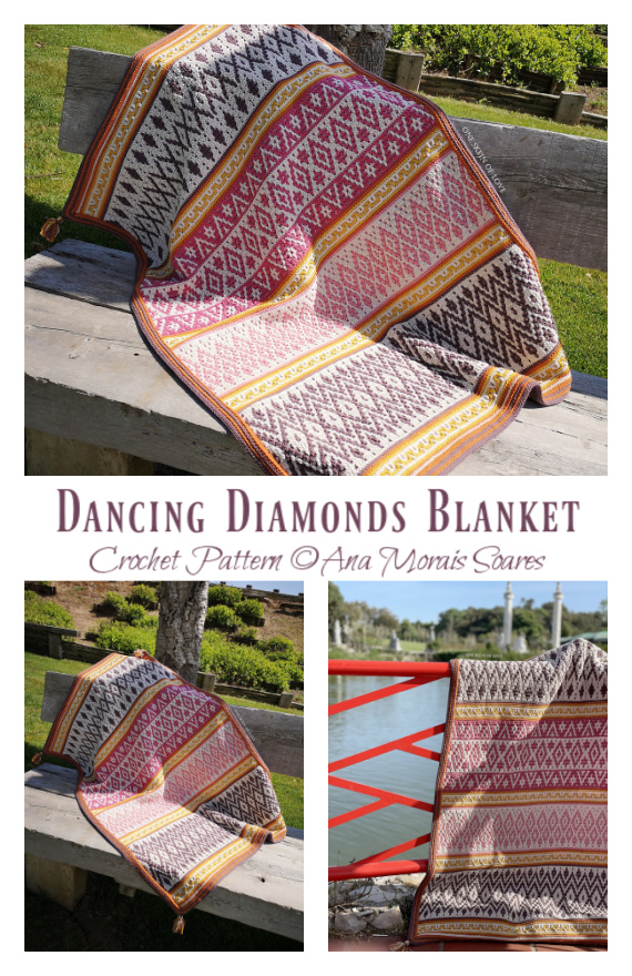 Mosaic Dancing Diamonds Blanket Crochet Pattern
