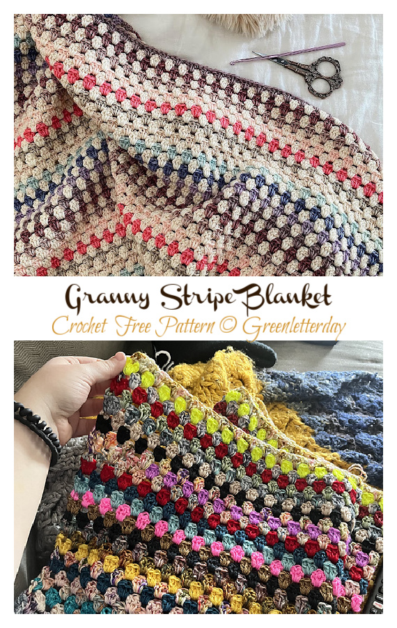 Granny Stripe Blanket Crochet Free Pattern