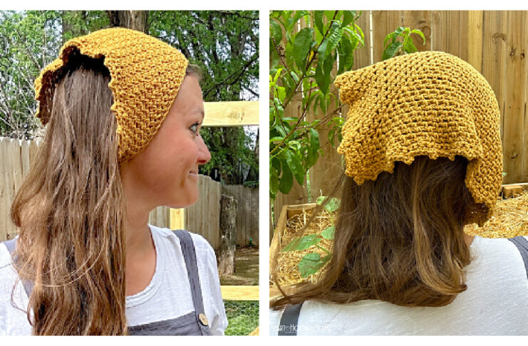 Moss Stitch Head Kerchief Crochet Free Pattern