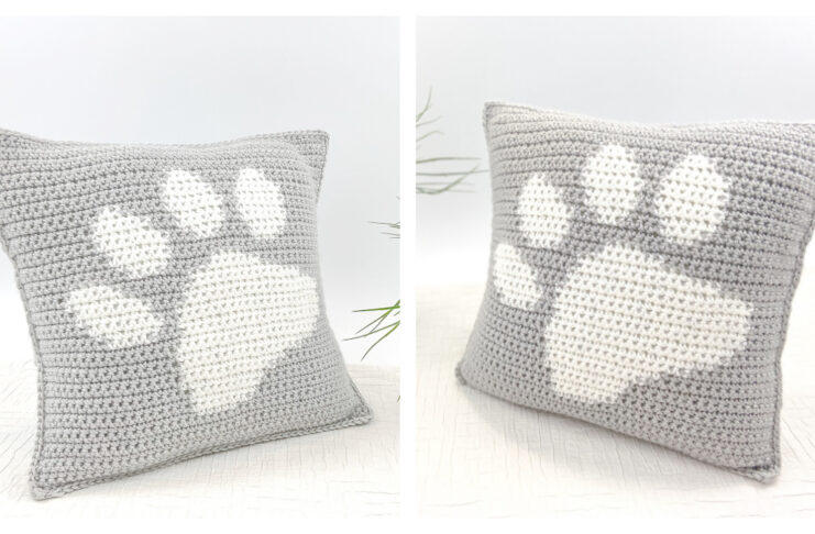 Paw Print Pillow Cover Crochet Free Pattern