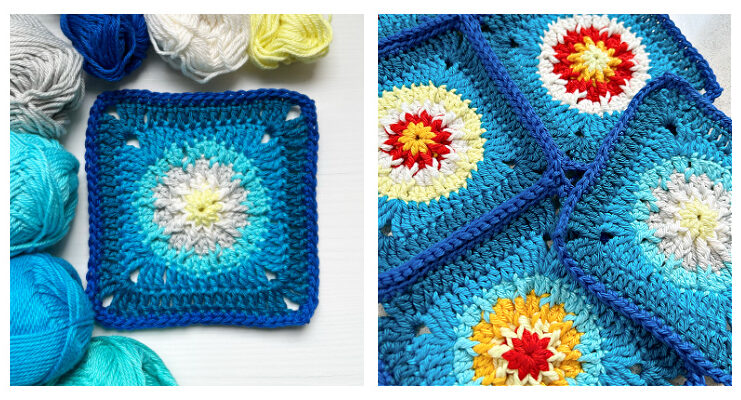 Sunbeams Granny Square Crochet Free Pattern
