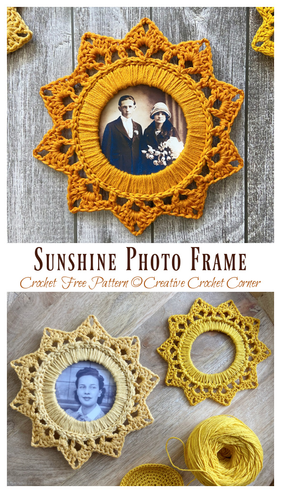 Sunshine Photo Frame Crochet Free Pattern