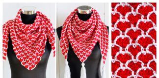 Triangle Heart Shawl Crochet Free Pattern