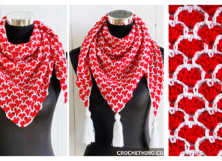 Triangle Heart Shawl Crochet Free Pattern