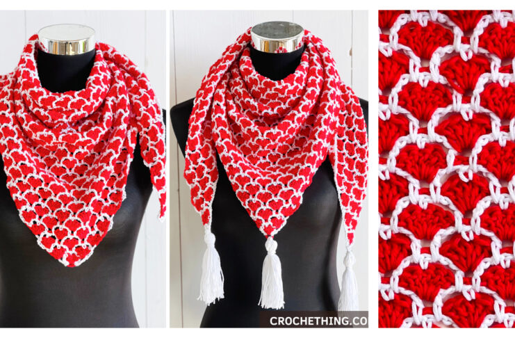 Triangle Heart Shawl Crochet Free Pattern