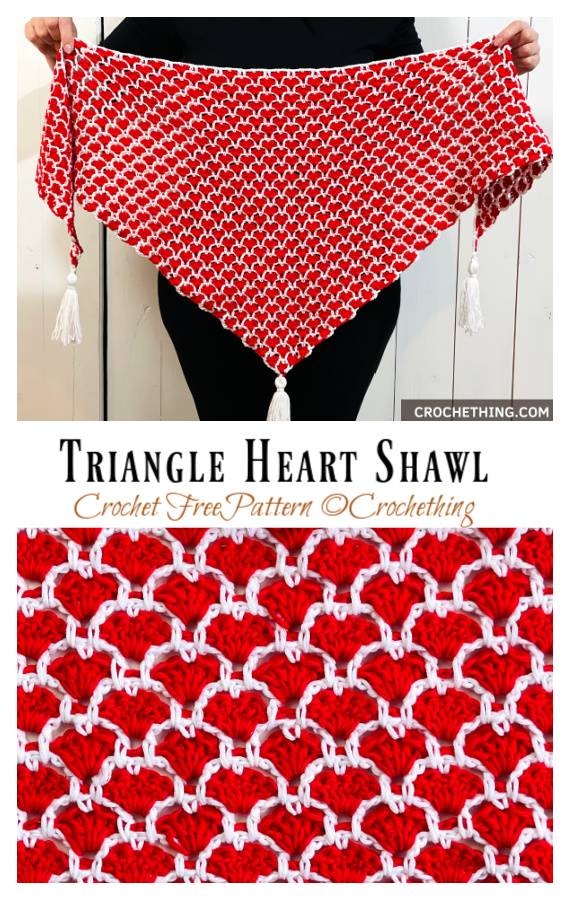 Triangle Heart Shawl Crochet Free Pattern