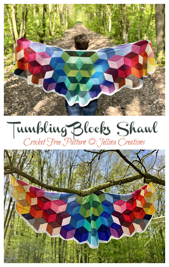 Tumbling Blocks Shawl Crochet Free Pattern