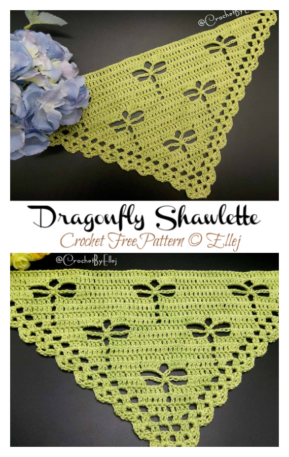Dragonfly Shawlette Crochet Free Pattern