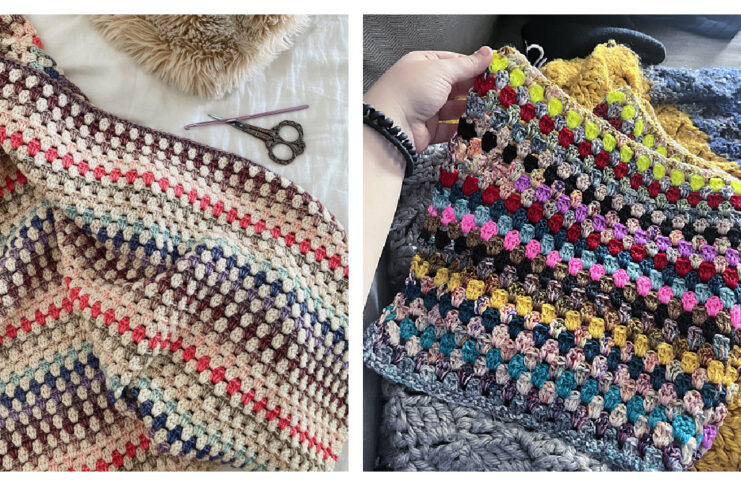 Granny Stripe Blanket Crochet Free Pattern