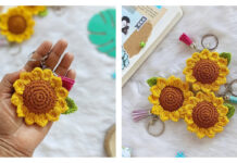 Sunflower Keychain Crochet Free Pattern