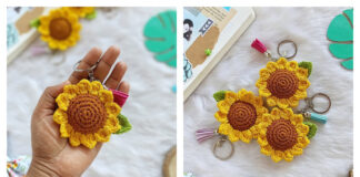 Sunflower Keychain Crochet Free Pattern