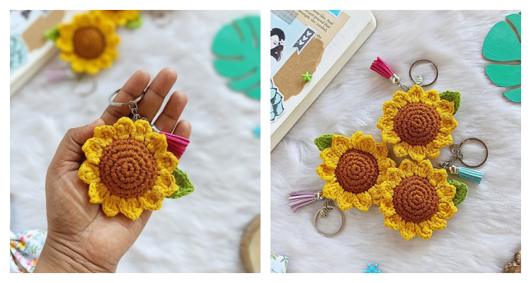 Sunflower Keychain Crochet Pattern
