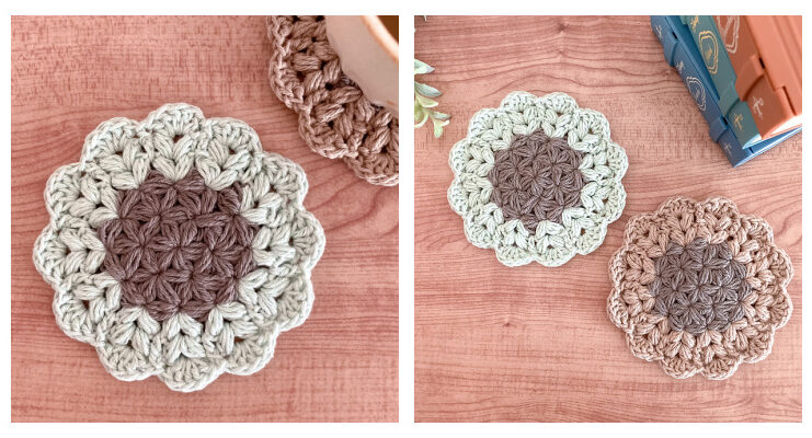 Jasmine Stitch Flower Coaster Crochet Free Pattern