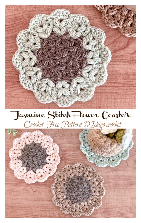 Jasmine Stitch Flower Coaster Crochet Free Pattern