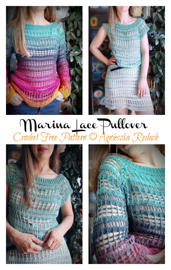 Marina Lace Pullover Sweater Crochet Free Pattern