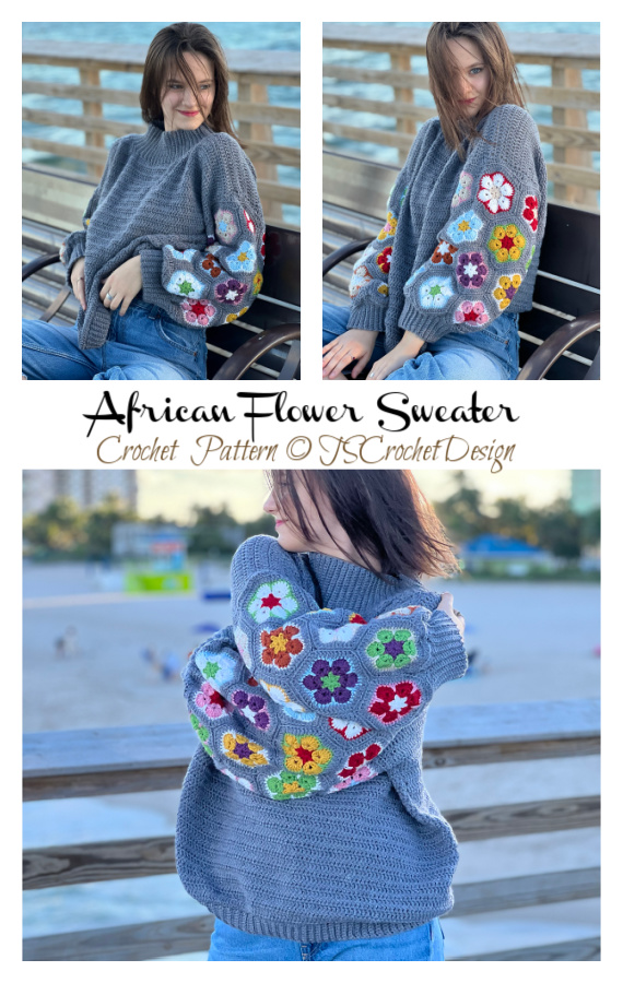 African Flower Sweater Crochet Pattern