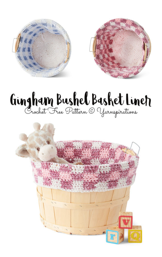 Gingham Bushel Basket Liner Crochet Free Pattern