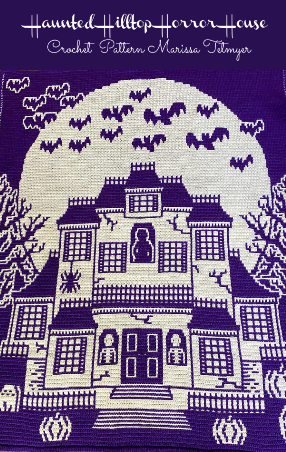 Haunted Hilltop Horror House Blanket Crochet Pattern