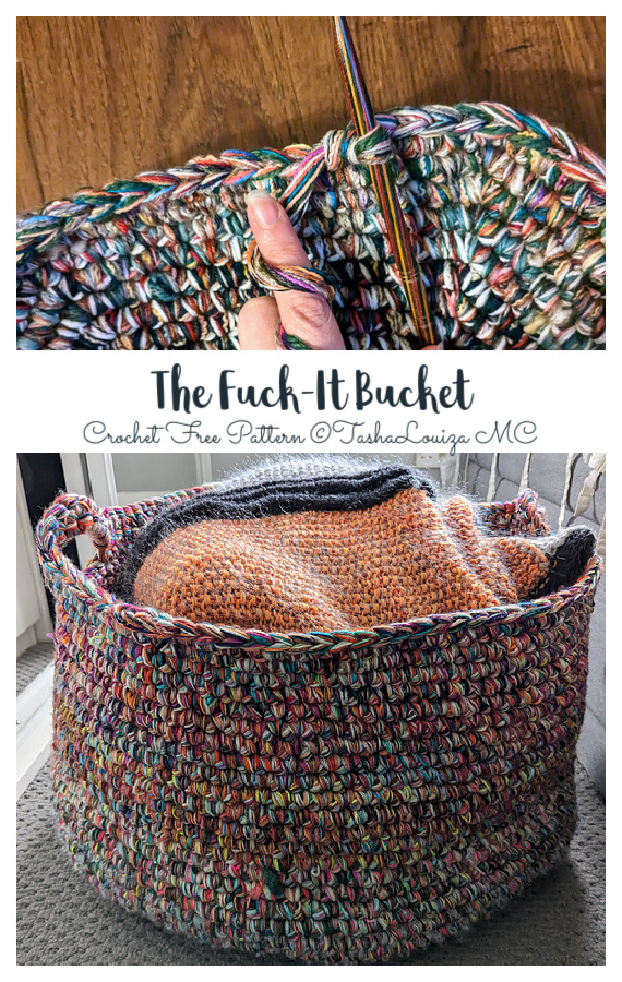 The Fuck-It Bucket/Scrap Yarn Basket Crochet Free Pattern