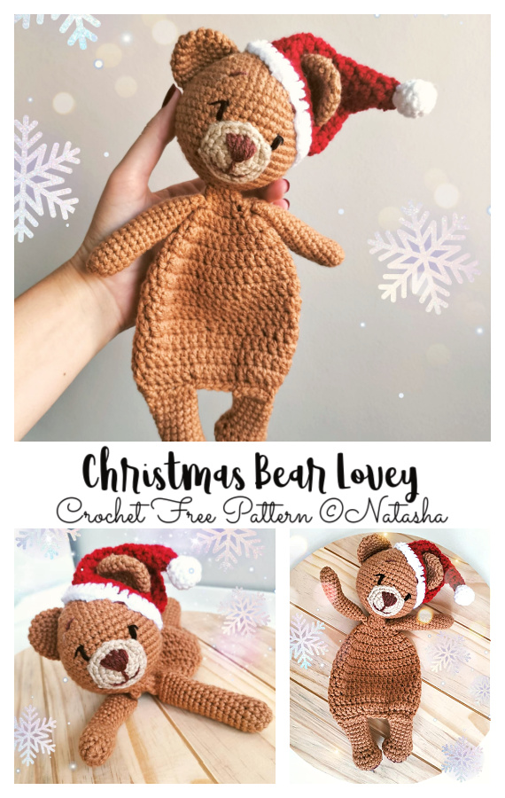 Christmas Bear Lovey Crochet Free Pattern