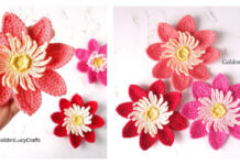 Dahlia Flower Applique Crochet Free Pattern