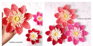 Dahlia Flower Applique Crochet Free Pattern