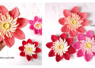 Dahlia Flower Applique Crochet Free Pattern