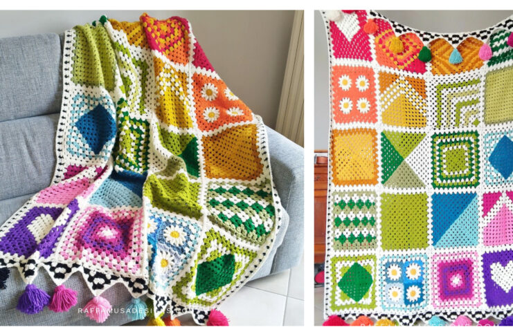 Rainbow Granny Blanket Crochet Free Pattern