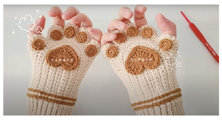Cat Claw Half-finger Gloves Crochet Free Pattern