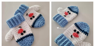 Snowman Mittens Crochet Free Pattern