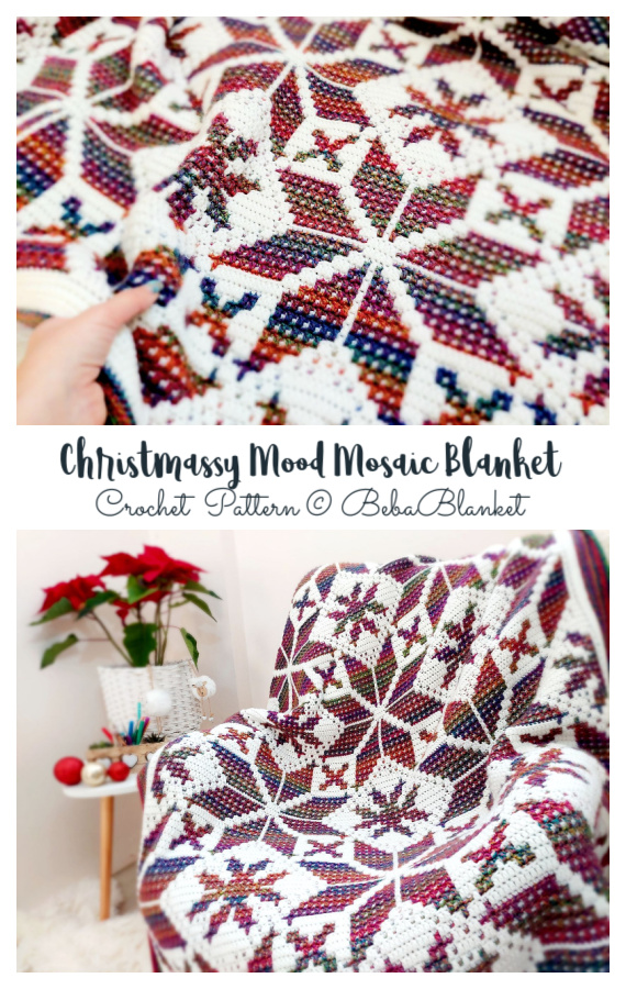 Christmassy Mood Mosaic Blanket Crochet Pattern