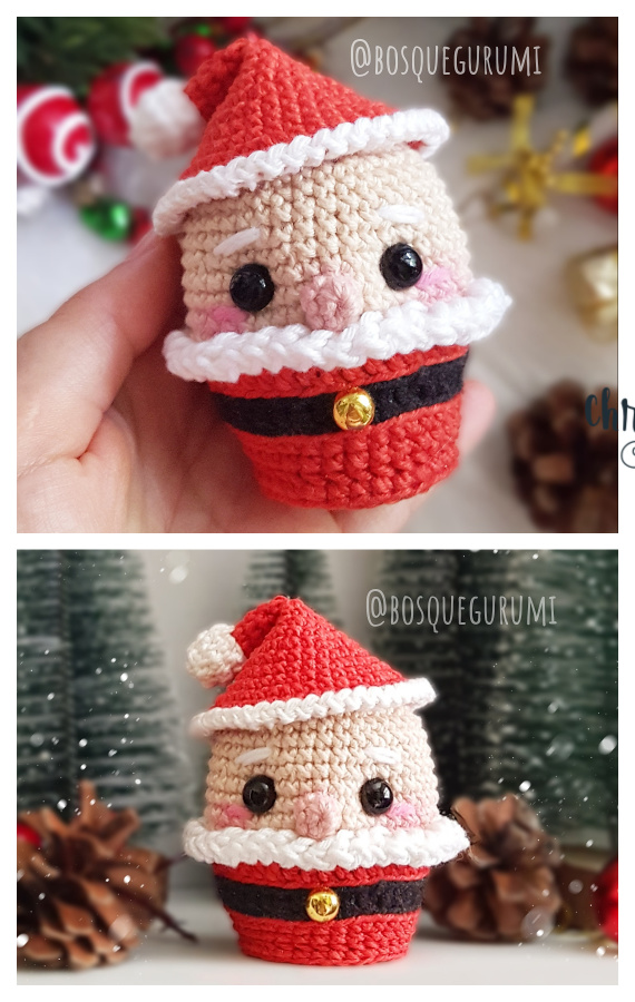 Amigurumi Santa Claus Cupcake Crochet Free Pattern