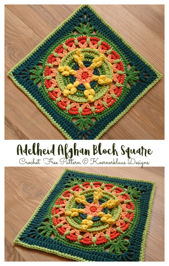 Adelheid Afghan Block Square Crochet Free Pattern