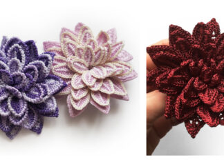 Flower Brooch Crochet Free Pattern