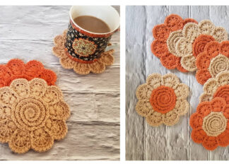 Swirly Bloom Coasters Crochet Free Pattern
