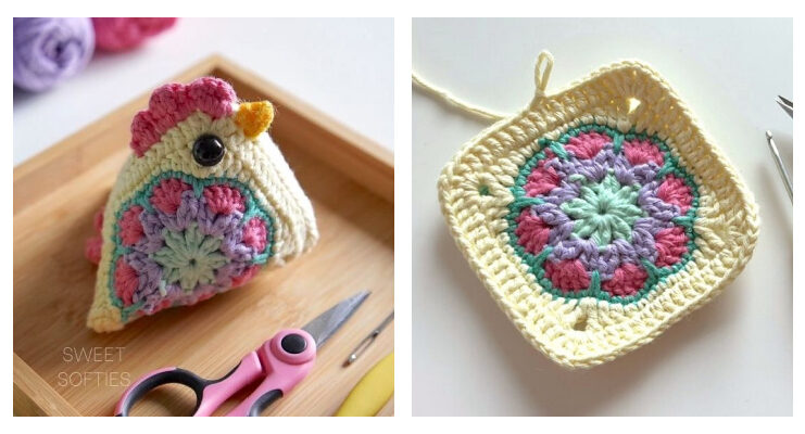 Granny Square Chicken Crochet Free Pattern