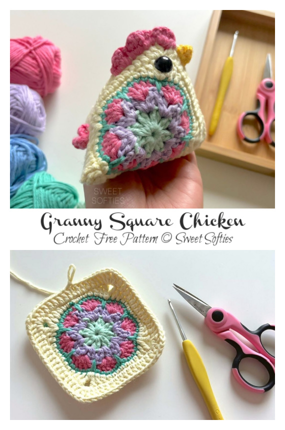 Granny Square Chicken Crochet Free Pattern