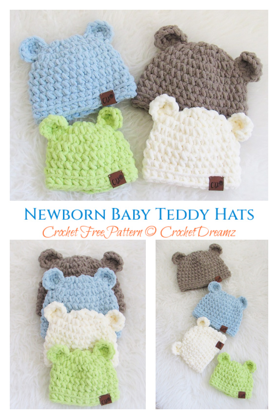 Newborn Baby Teddy Hats Crochet Free Pattern