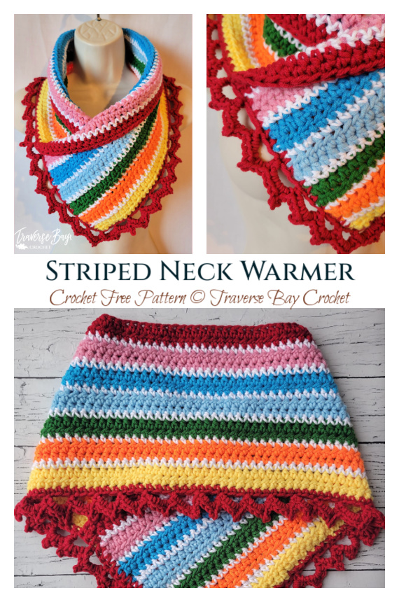 Striped Neck Warmer Crochet Free Pattern 