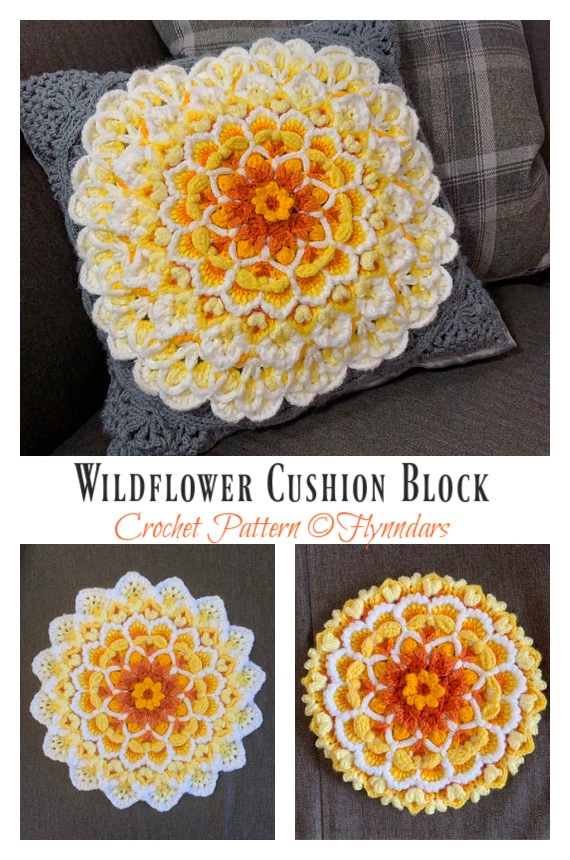 Wildflower Cushion Block Crochet Pattern 