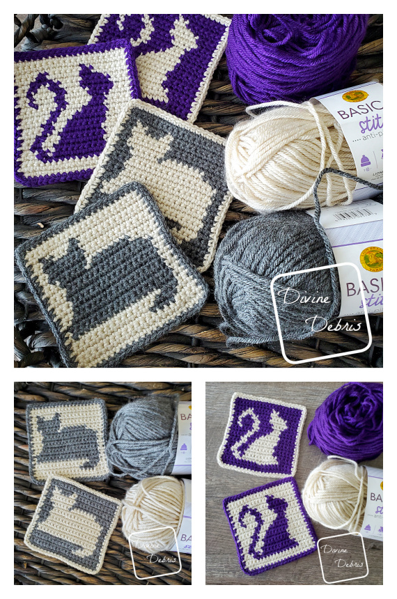 Cute Cats Squares Crochet Free Pattern