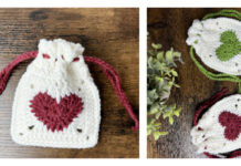 Heart Drawstring Pouch Crochet Free Pattern
