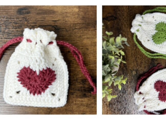 Heart Drawstring Pouch Crochet Free Pattern