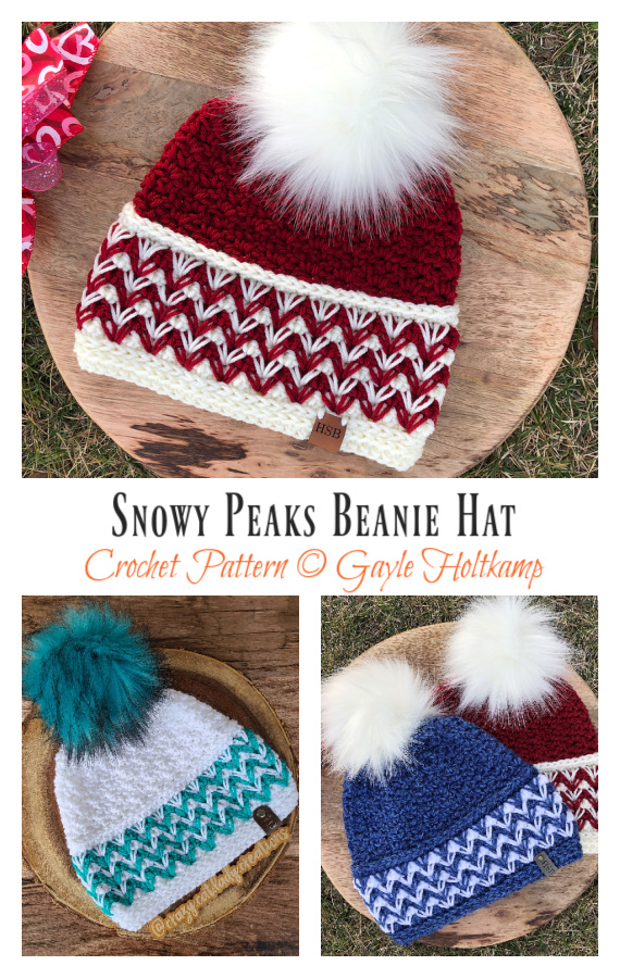 Snowy Peaks Beanie Hat Crochet Pattern