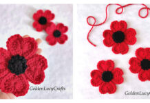 Heart Poppy Flower Crochet Free Pattern