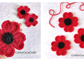 Heart Poppy Flower Crochet Free Pattern